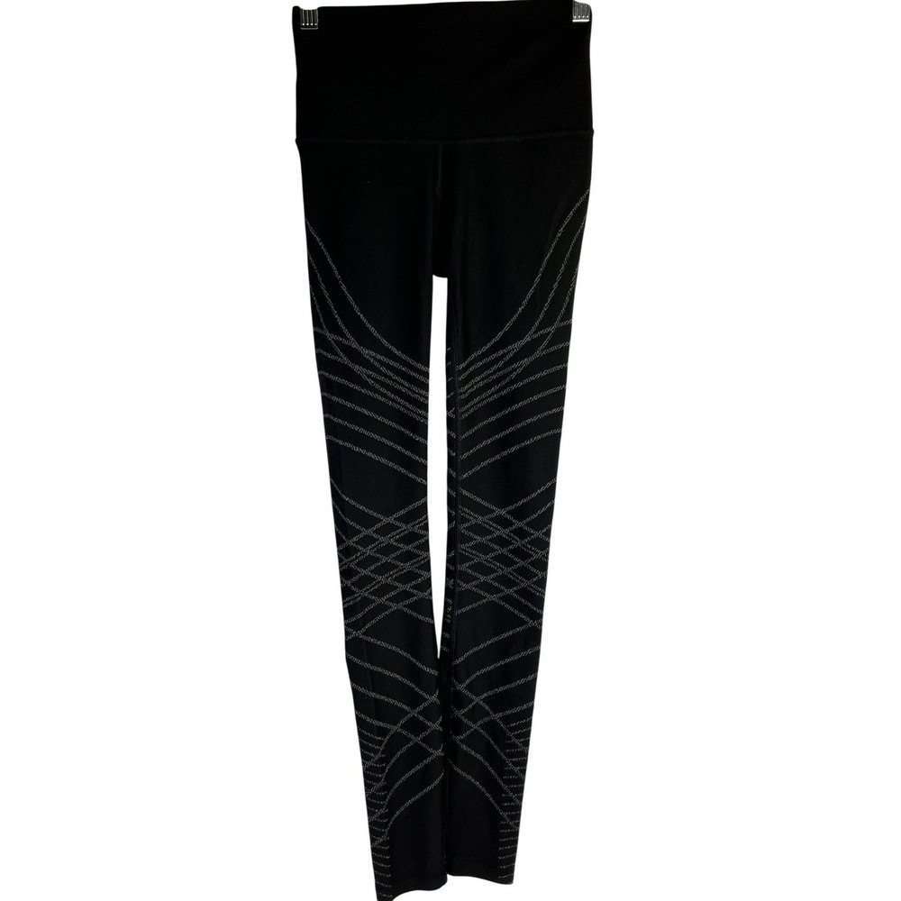 Lululemon High Rise Reflective‎ Black Yoga Running Leggings 4